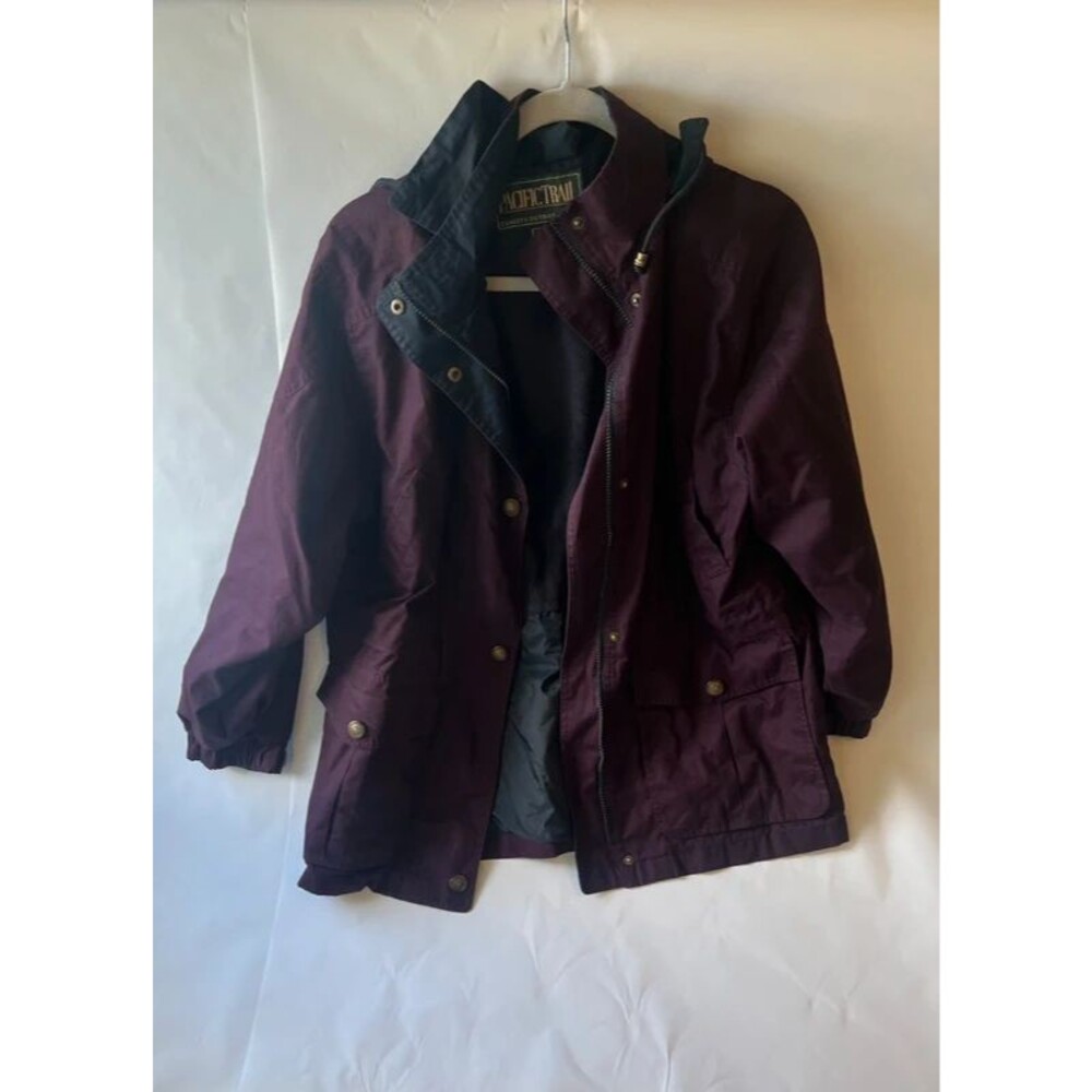Vintage Pacific Trail Maroon Hooded Jacket Fleece Lined Quality Outdoor Wear